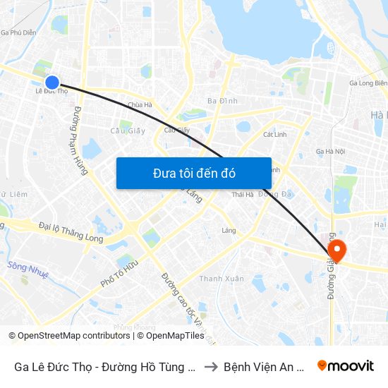 Ga Lê Đức Thọ - Đường Hồ Tùng Mậu to Bệnh Viện An Việt map