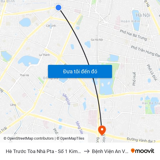 Hè Trước Tòa Nhà Pta - Số 1 Kim Mã to Bệnh Viện An Việt map