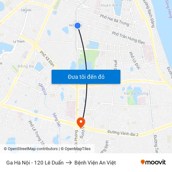 Ga Hà Nội - 120 Lê Duẩn to Bệnh Viện An Việt map