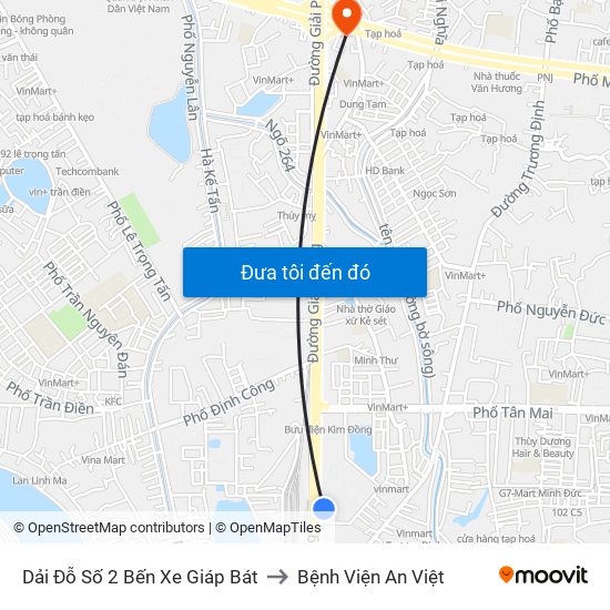 Dải Đỗ Số 2 Bến Xe Giáp Bát to Bệnh Viện An Việt map