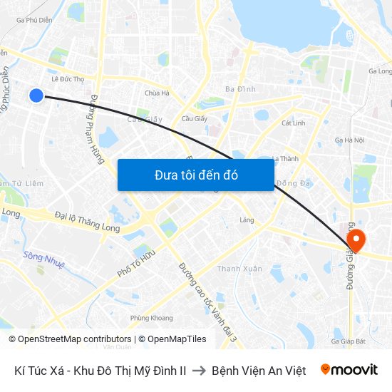 Kí Túc Xá - Khu Đô Thị Mỹ Đình II to Bệnh Viện An Việt map