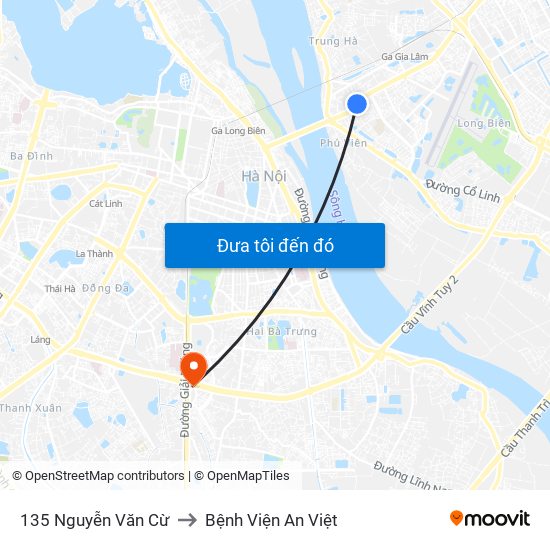 135 Nguyễn Văn Cừ to Bệnh Viện An Việt map