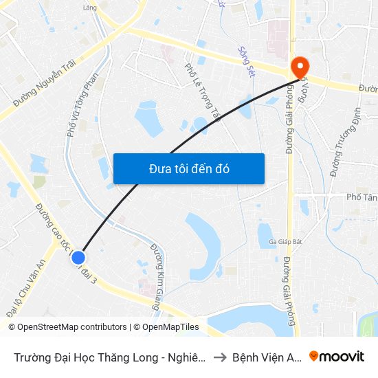 Trường Đại Học Thăng Long - Nghiêm Xuân Yêm to Bệnh Viện An Việt map