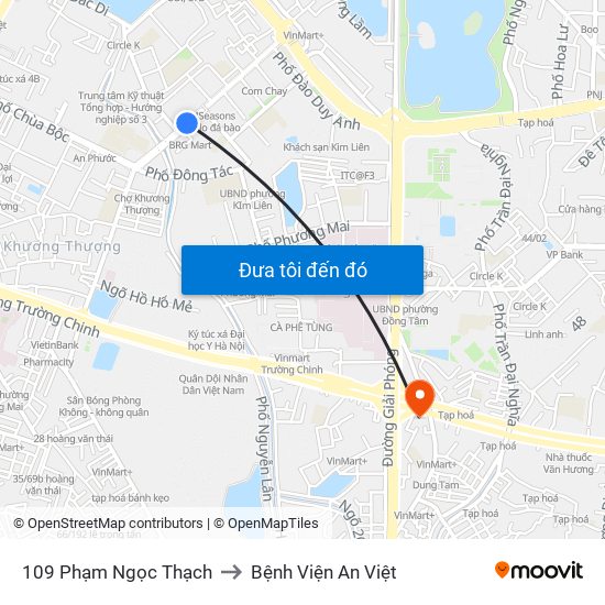 109 Phạm Ngọc Thạch to Bệnh Viện An Việt map