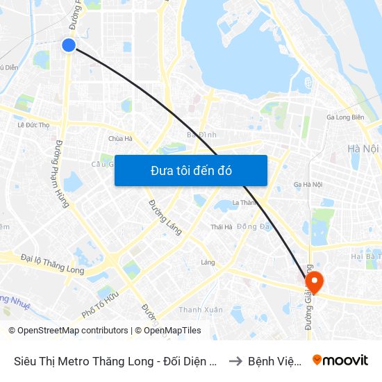 Siêu Thị Metro Thăng Long - Đối Diện Ngõ 599 Phạm Văn Đồng to Bệnh Viện An Việt map