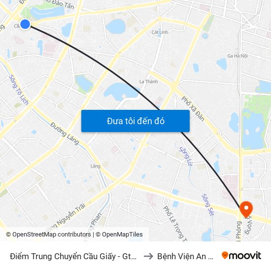 Điểm Trung Chuyển Cầu Giấy - Gtvt 02 to Bệnh Viện An Việt map