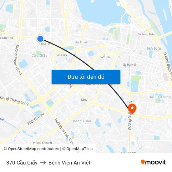 370 Cầu Giấy to Bệnh Viện An Việt map