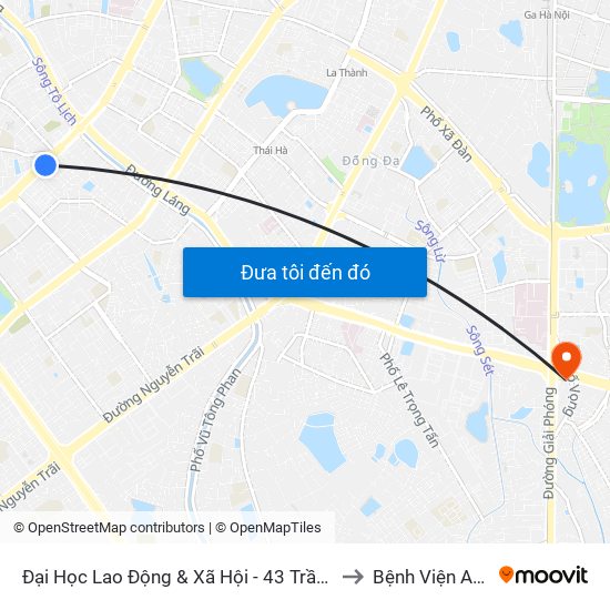 Đại Học Lao Động & Xã Hội - 43 Trần Duy Hưng to Bệnh Viện An Việt map