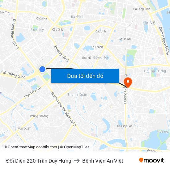 Đối Diện 220 Trần Duy Hưng to Bệnh Viện An Việt map