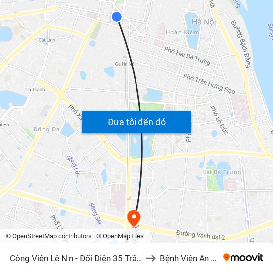 Công Viên Lê Nin - Đối Diện 35 Trần Phú to Bệnh Viện An Việt map