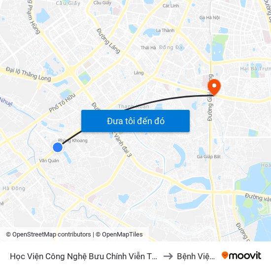 Học Viện Công Nghệ Bưu Chính Viễn Thông - Trần Phú (Hà Đông) to Bệnh Viện An Việt map