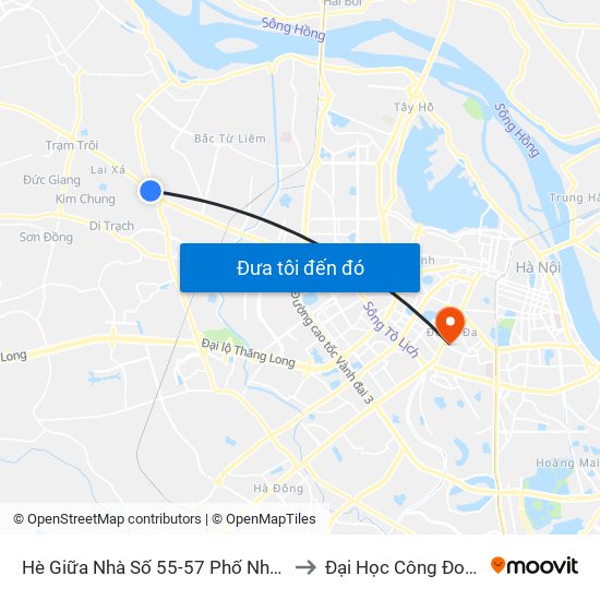 Hè Giữa Nhà Số 55-57 Phố Nhổn to Đại Học Công Đoàn map