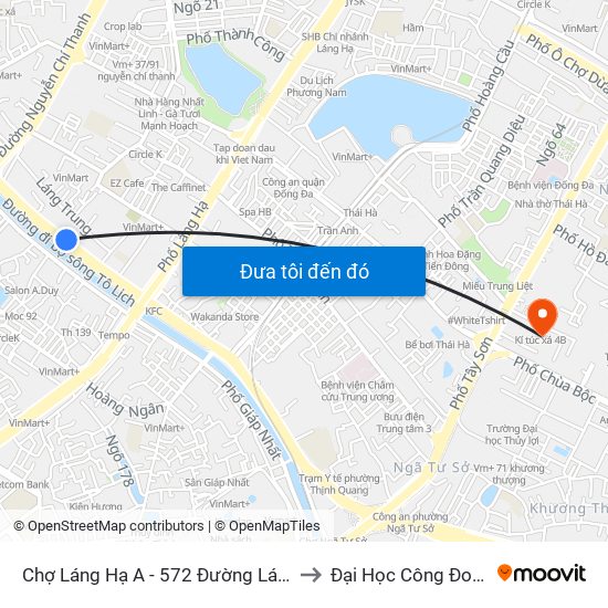 Chợ Láng Hạ A - 572 Đường Láng to Đại Học Công Đoàn map