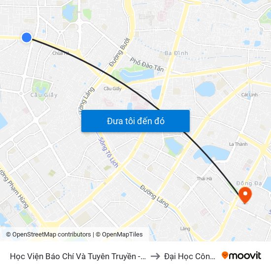 Học Viện Báo Chí Và Tuyên Truyền - 36 Xuân Thủy to Đại Học Công Đoàn map