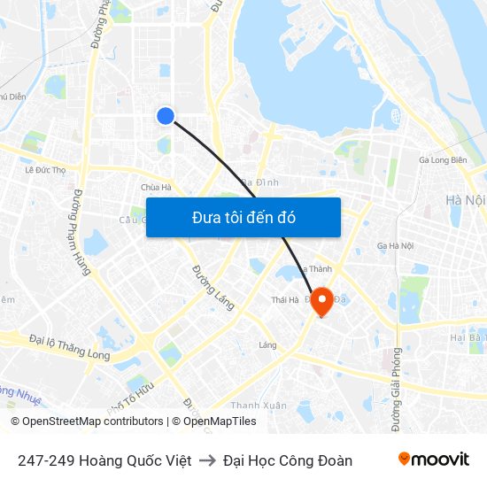 247-249 Hoàng Quốc Việt to Đại Học Công Đoàn map