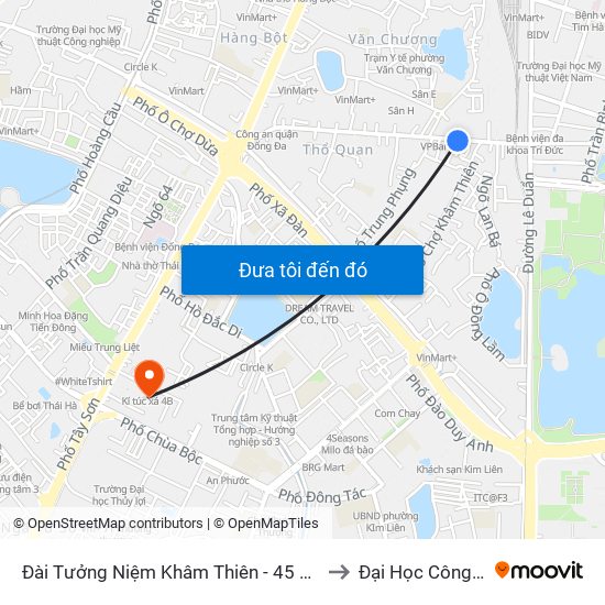 Đài Tưởng Niệm Khâm Thiên - 45 Khâm Thiên to Đại Học Công Đoàn map