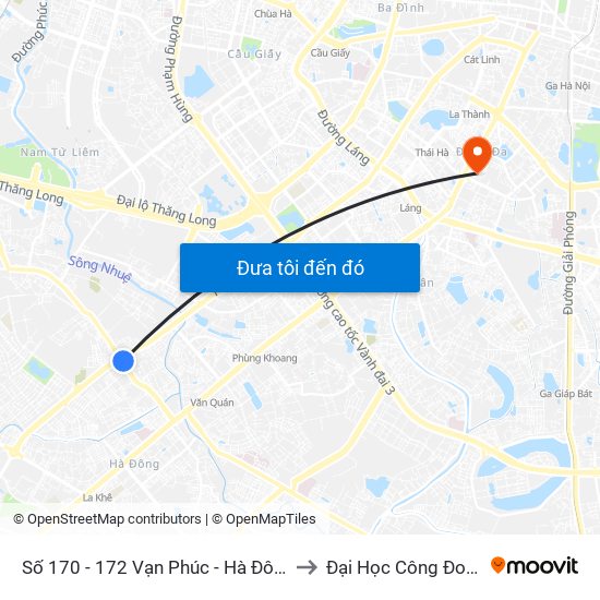 Số 170 - 172 Vạn Phúc - Hà Đông to Đại Học Công Đoàn map