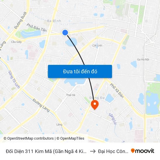 Đối Diện 311 Kim Mã (Gần Ngã 4 Kim Mã - Vạn Bảo) to Đại Học Công Đoàn map