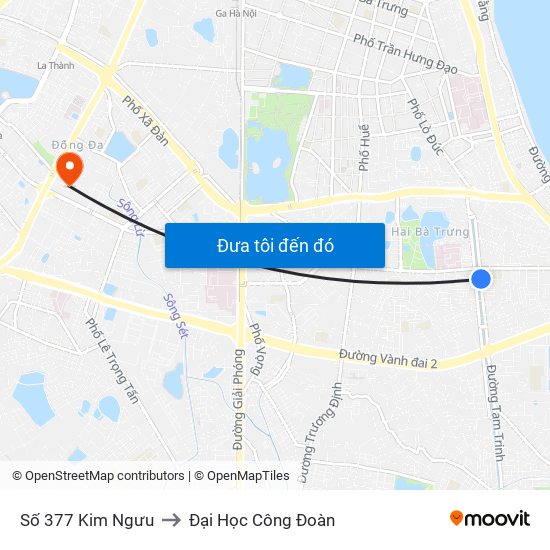 Số 377 Kim Ngưu to Đại Học Công Đoàn map