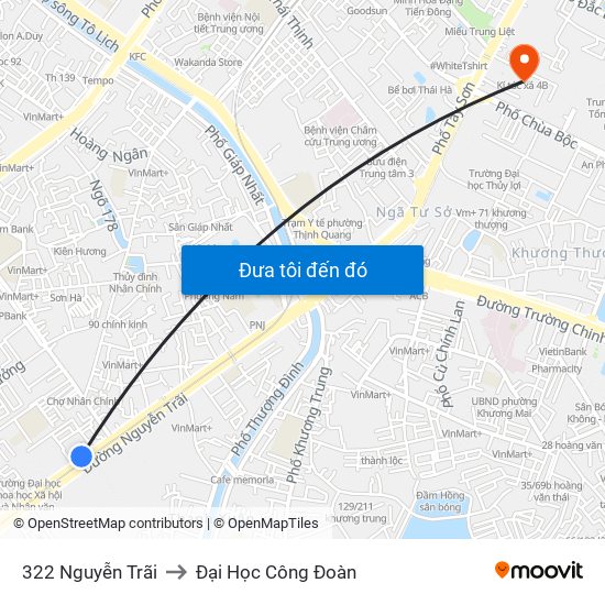 322 Nguyễn Trãi to Đại Học Công Đoàn map