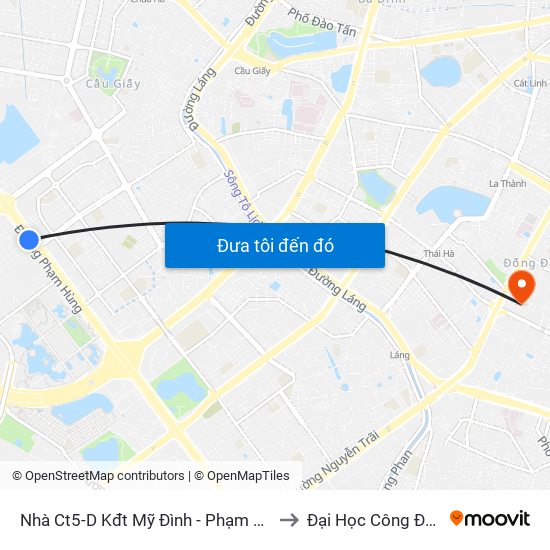 Nhà Ct5-D Kđt Mỹ Đình - Phạm Hùng to Đại Học Công Đoàn map