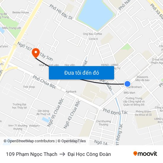 109 Phạm Ngọc Thạch to Đại Học Công Đoàn map