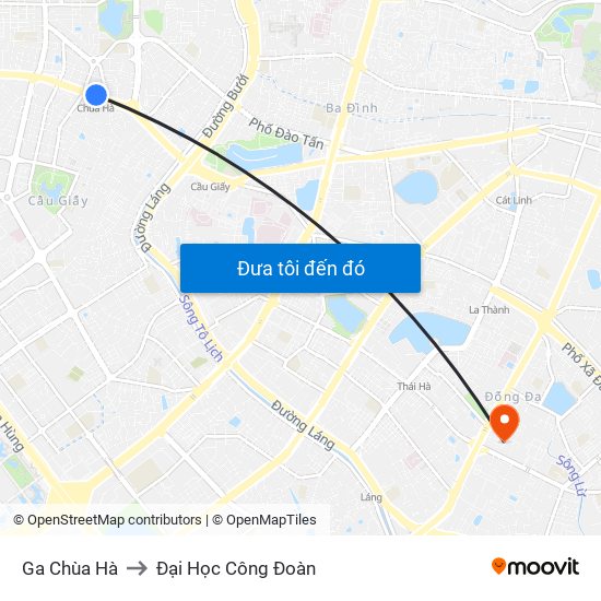 Ga Chùa Hà to Đại Học Công Đoàn map