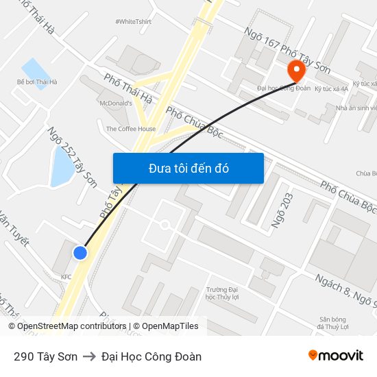 290 Tây Sơn to Đại Học Công Đoàn map