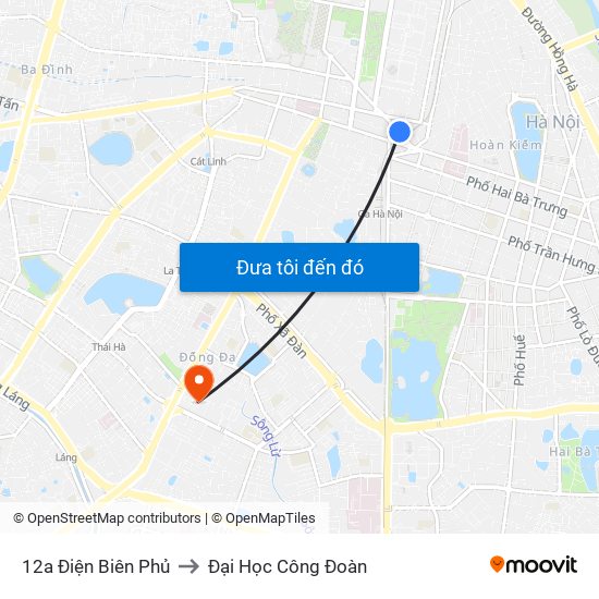 12a Điện Biên Phủ to Đại Học Công Đoàn map