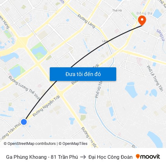 Ga Phùng Khoang - 81 Trần Phú to Đại Học Công Đoàn map