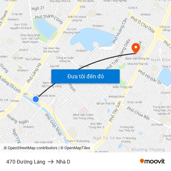 470 Đường Láng to Nhà D map