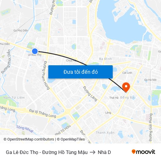 Ga Lê Đức Thọ - Đường Hồ Tùng Mậu to Nhà D map