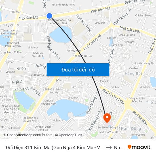 Đối Diện 311 Kim Mã (Gần Ngã 4 Kim Mã - Vạn Bảo) to Nhà D map