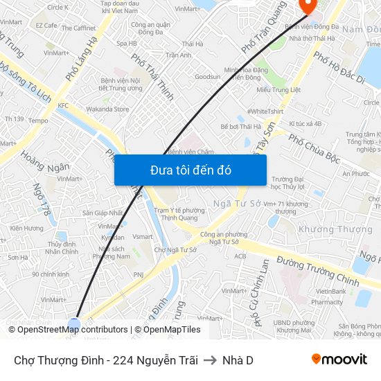 Chợ Thượng Đình - 224 Nguyễn Trãi to Nhà D map