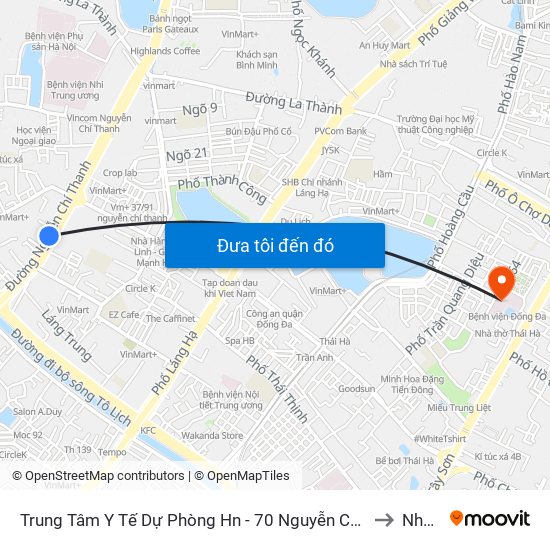 Trung Tâm Y Tế Dự Phòng Hn - 70 Nguyễn Chí Thanh to Nhà D map