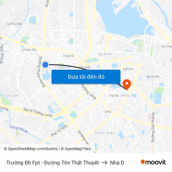 Trường Đh Fpt - Đường Tôn Thất Thuyết to Nhà D map