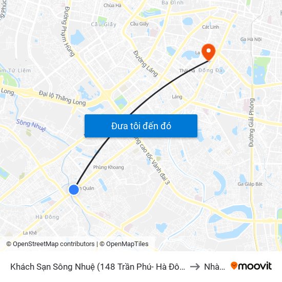 Khách Sạn Sông Nhuệ (148 Trần Phú- Hà Đông) to Nhà D map