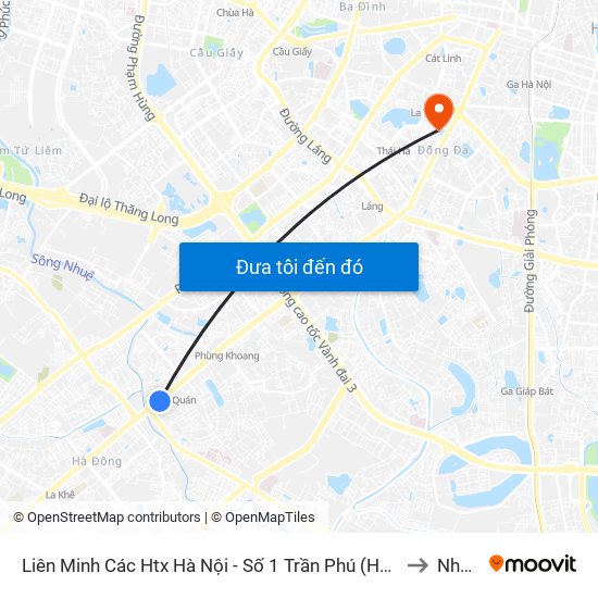 Liên Minh Các Htx Hà Nội - Số 1 Trần Phú (Hà Đông) to Nhà D map