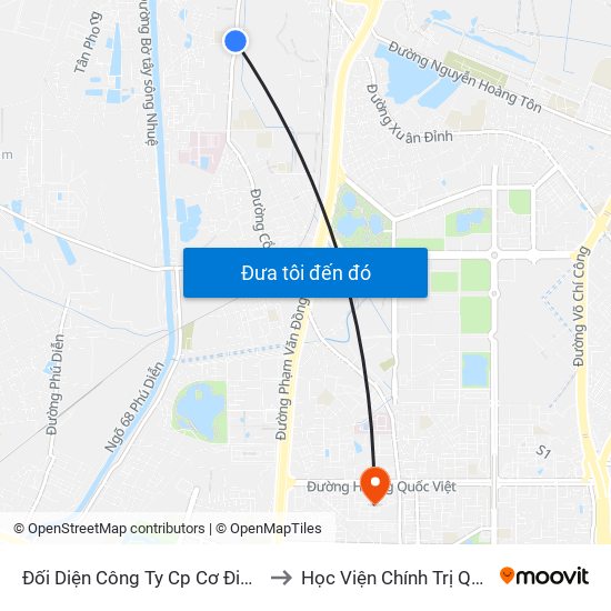 Đối Diện Công Ty Cp Cơ Điện Hn- Đường Đức Thắng to Học Viện Chính Trị Quốc Gia Hồ Chí Minh map