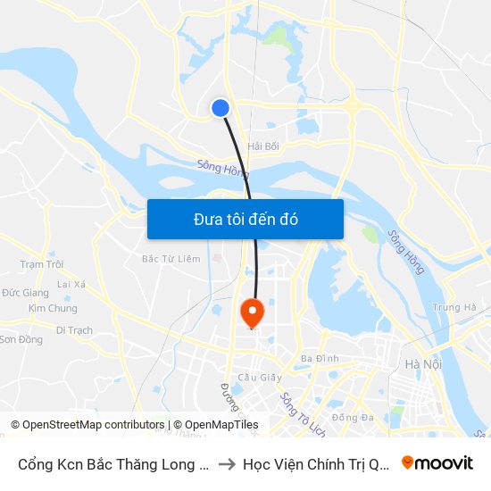 Cổng Kcn Bắc Thăng Long (Gần Cầu Vượt Bộ Hành) to Học Viện Chính Trị Quốc Gia Hồ Chí Minh map