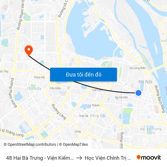 48 Hai Bà Trưng - Viện Kiểm Nghiệm Thuốc Trung Ương to Học Viện Chính Trị Quốc Gia Hồ Chí Minh map