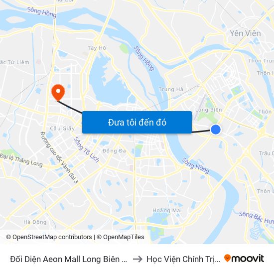 Đối Diện Aeon Mall Long Biên (Cột Điện T4a/2a-B Đường Cổ Linh) to Học Viện Chính Trị Quốc Gia Hồ Chí Minh map