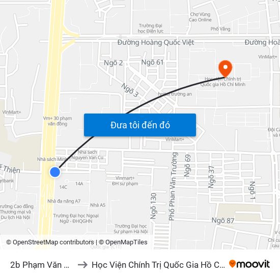 2b Phạm Văn Đồng to Học Viện Chính Trị Quốc Gia Hồ Chí Minh map
