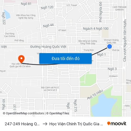 247-249 Hoàng Quốc Việt to Học Viện Chính Trị Quốc Gia Hồ Chí Minh map