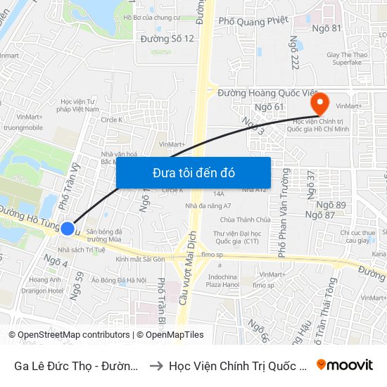 Ga Lê Đức Thọ - Đường Hồ Tùng Mậu to Học Viện Chính Trị Quốc Gia Hồ Chí Minh map