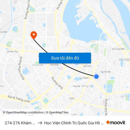 274-276 Khâm Thiên to Học Viện Chính Trị Quốc Gia Hồ Chí Minh map