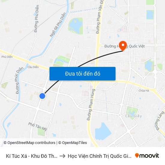 Kí Túc Xá - Khu Đô Thị Mỹ Đình II to Học Viện Chính Trị Quốc Gia Hồ Chí Minh map