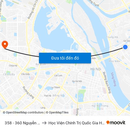 358 - 360 Nguyễn Văn Cừ to Học Viện Chính Trị Quốc Gia Hồ Chí Minh map