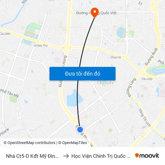 Nhà Ct5-D Kđt Mỹ Đình - Phạm Hùng to Học Viện Chính Trị Quốc Gia Hồ Chí Minh map