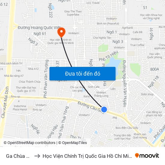 Ga Chùa Hà to Học Viện Chính Trị Quốc Gia Hồ Chí Minh map